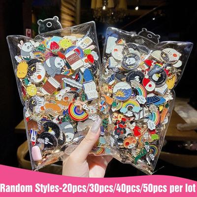 10/20/30/40/50pcs Badges Cute Personalized Badge Fashion Pins Accessories For Cartoon Clothes Bag Metal Pins Set