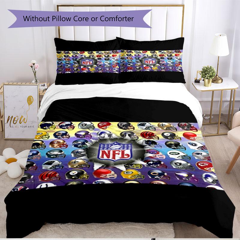 3-teiliges Bettbezug-Set (1 * Bettbezug + 2 * Kissenbezug, ohne Kern), NFL Print Weiches All-Season Bettwäscheset, Heim Schlafzimmer Dekor Geschenk