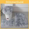 Non Dye Tie Slip Mat Fluffy Plush Bathroom Toilet Seat Cover Carpet 3 Set Piece