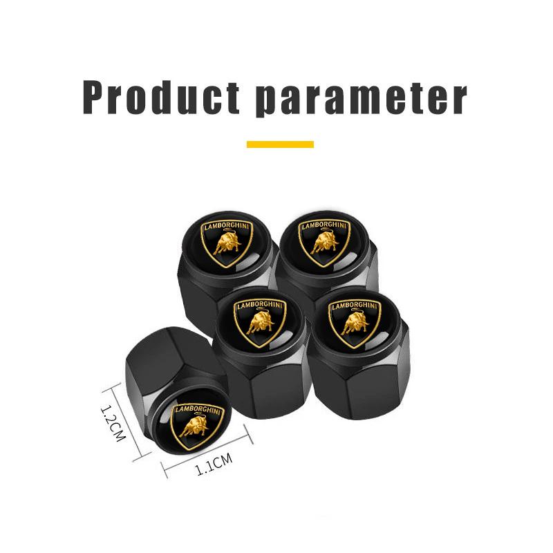 5Pcs Car Logo Wheel Tire Tire Valve Air Nut Cover Accessories For Lamborghini LP570 LP610 Urus LP700 LP770 Gallardo Aventador