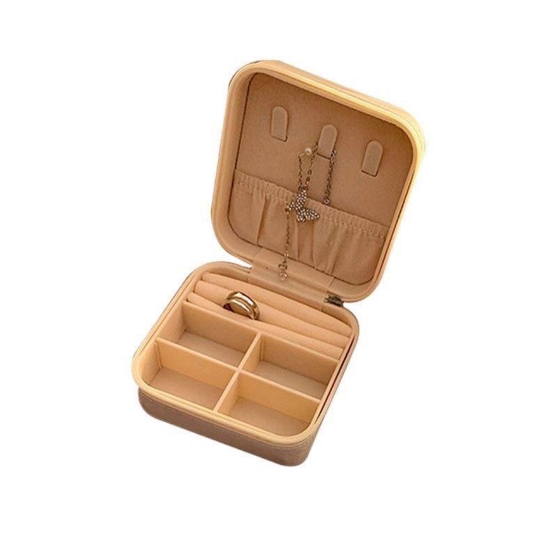 Portable Travel Jewelry Storage Box With Cute Heart Embroidery Multi Compartment For Daily Use Short Trips