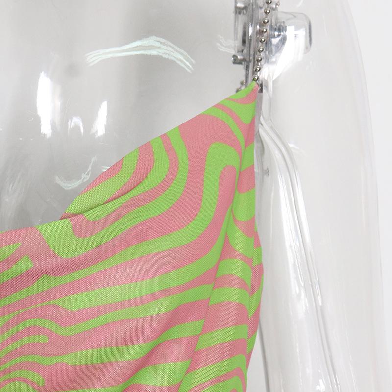 Sukienka na ramiączkach z australijskiego jedwabiu lodowego z nadrukiem łańcucha dla kobiet