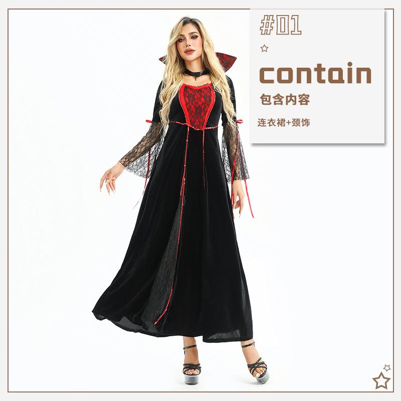 Halloween Costume Adult Death Robe Witch Costume Witch Club Queen Diablo Gothic Dress