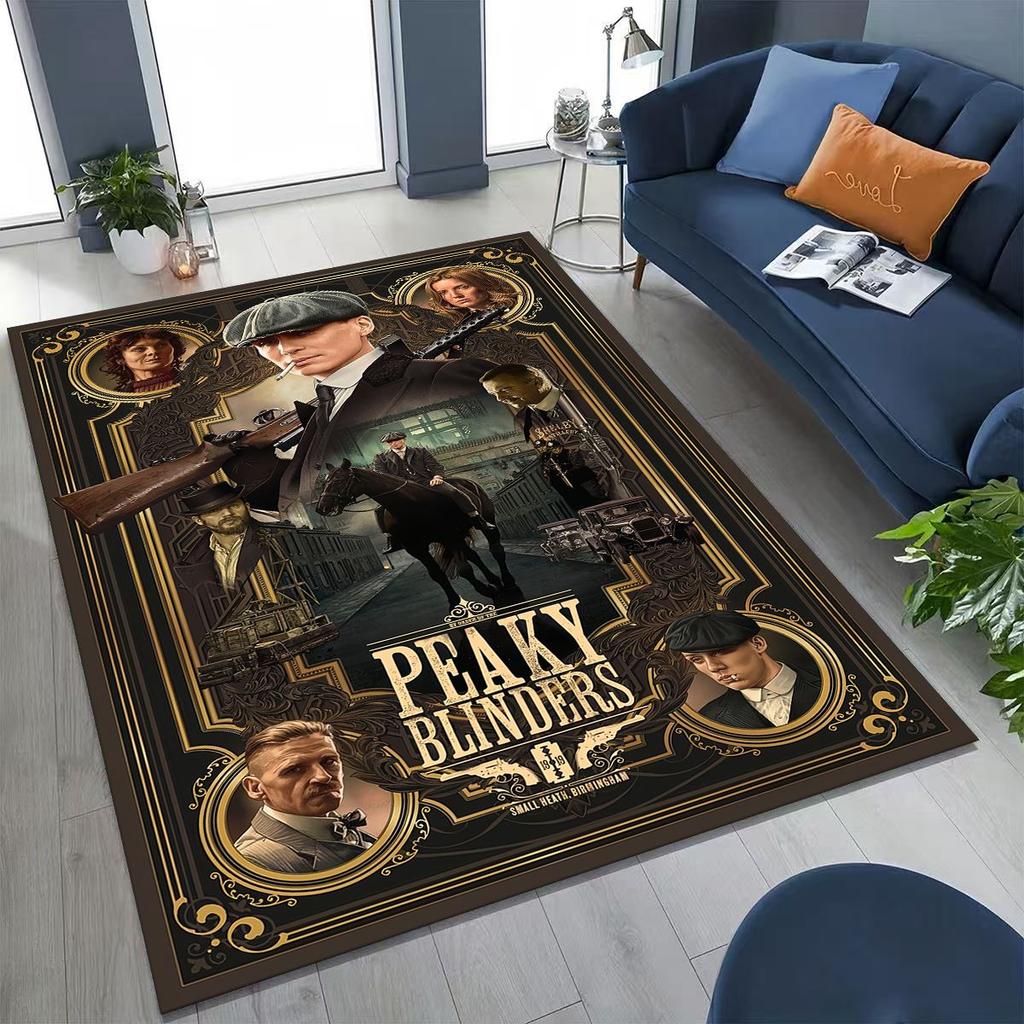 3D Tommy Shelby P-Peaky B-Blinders Kunst Teppich für Schlafzimmer Wohnzimmer Sofa Zuhause Fußmatte Dekor, Große Kinder Rutschfeste Bodenmatte