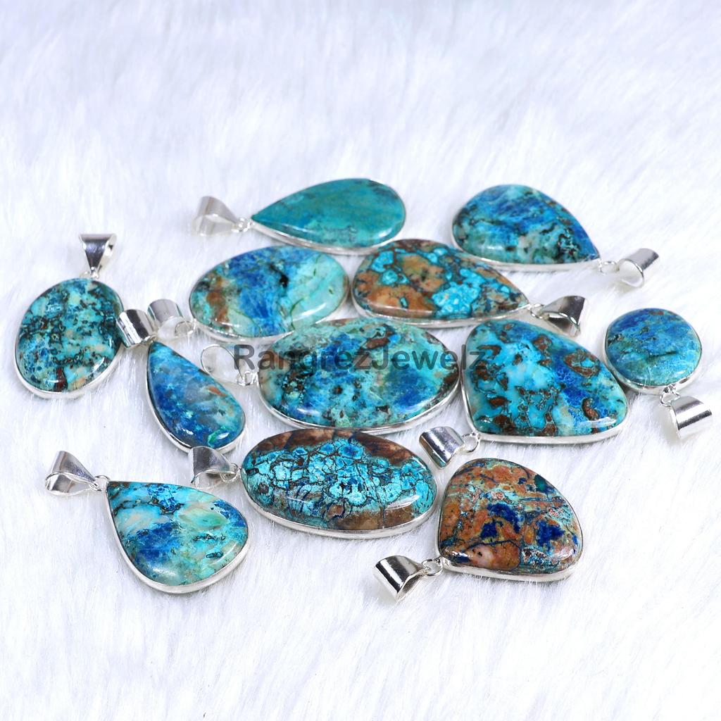 Blue Shattuckite Gemstone Pendant Shattuckite Pendant Necklace Healing Crystal Bezel Pendant Jewelry Azurite Gemstone Cabochon Hand Polished Cabochon