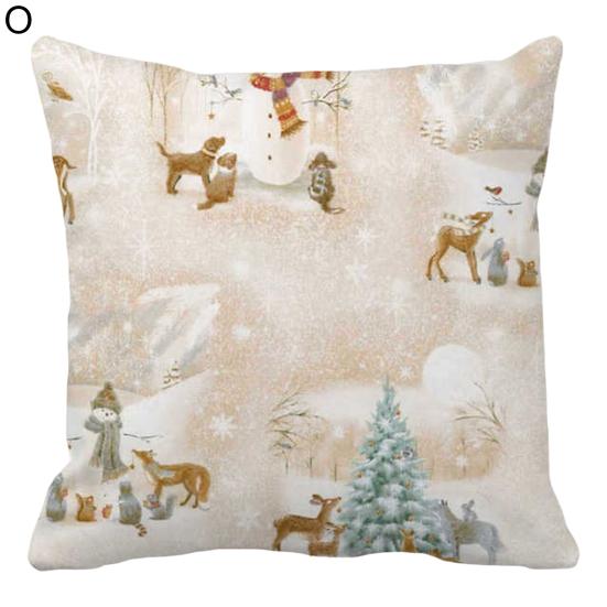 Throw Pillow Cover Xmas Theme Protective Single Side Printing Christmas Party Throw Cushion Cover Holiday Decoration Daily Use