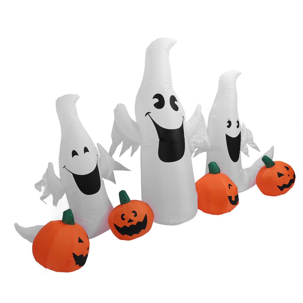 Inflatable Ghost Pumpkin 230cm Blow Up Decoration with LED Lights for Outdoor Yard Lawn