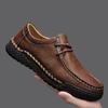 Men's Hand-Stitched Leather Casual Shoes - Four Seasons, Low-Top, Large Size, Outdoor Hiking Style