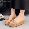 Fashion Crystal Casual Platform Shoes Woman PVC Wedges Slippers Women Heeled Sandals Summer 2025 Trend Elegant Dress Comfort Sandalias