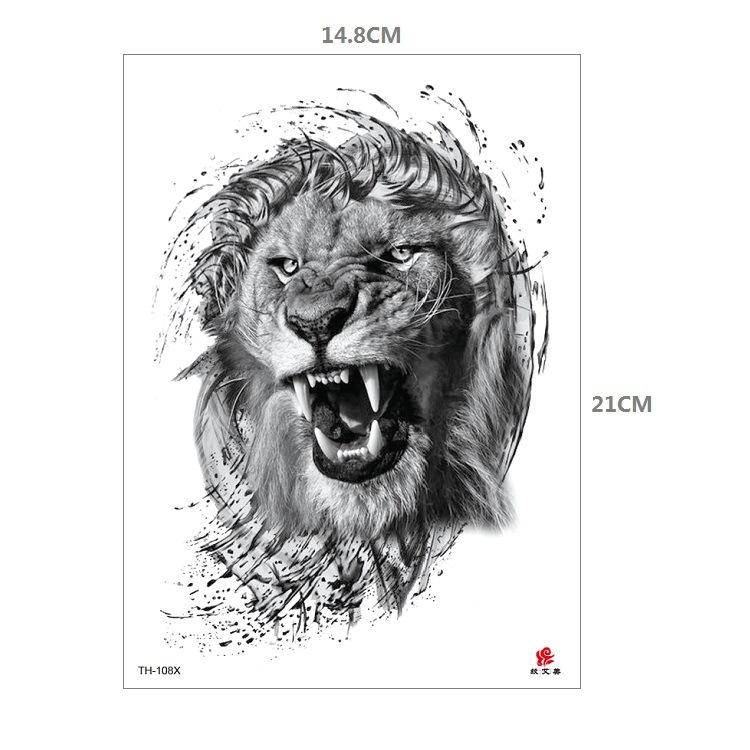 Tiger Tattoo Sticker Half Arm Lion Large Pattern Water Transfer Amazon Set