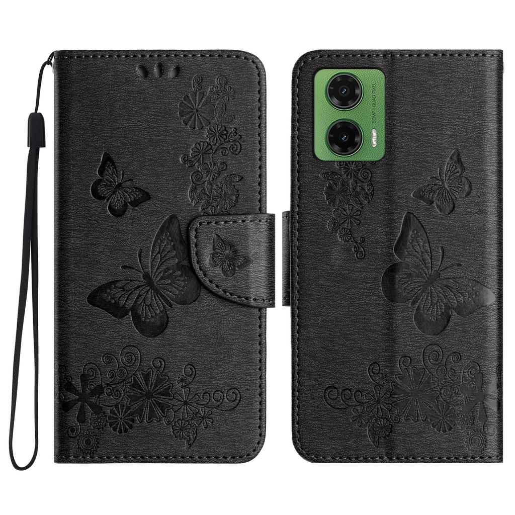 For Motorola Moto G35 5G Case Butterflies Flower Leather Wallet Flip Phone Cover