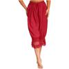 S-L Women's Lace Trim Bloomers: Versatile Midi Harem Pants with Drawstring, Loose Wear & Medieval Pirate Costume