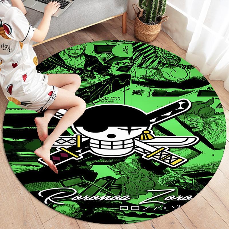 One Piece Straw Hat Pirates Round Area Rug Carpet Rug For Living Room Bedroom Sofa Playroom Decor Nonslip Floor Mat