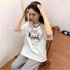 Women's Spring and Summer Niche with Round Neck Cartoon Printed Design Loose with Short Sleeve T-shirt Top