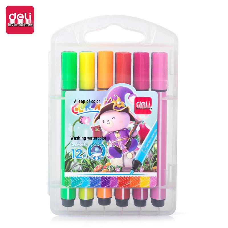 Deli Triangular Washable Watercolor Pencils & Crayons Set for Kids