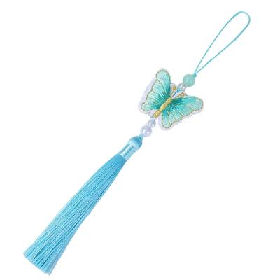 1PC Butterfly Tassel Phone Bag Pearl Exquisite Embroidery Hanging Ornament