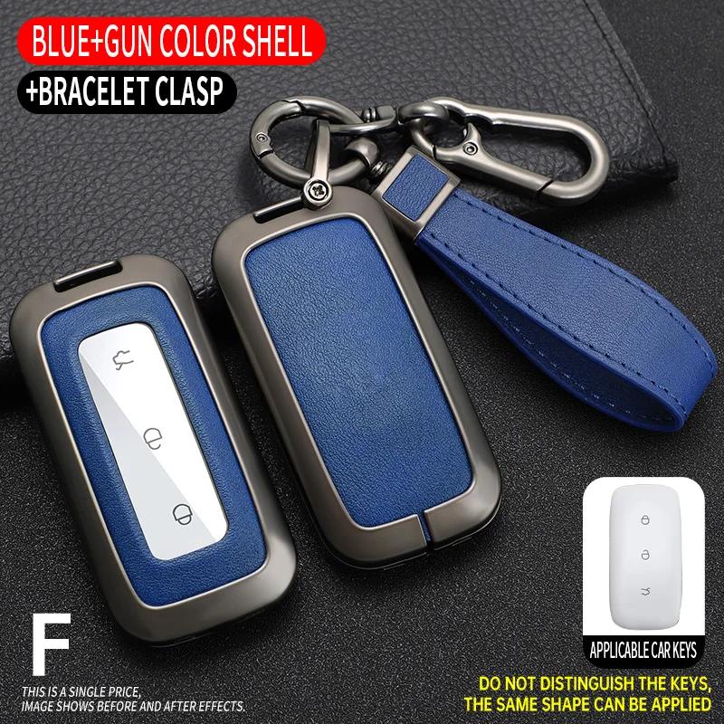 

Zinc Alloy+ Leather Car Key Case Cover For Geely Galaxy L7 Max Starship New L6 Smart Remote Key Protection Shell Holder Bag