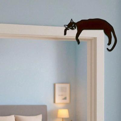 Art Mural Chat Noir Décoration Gothique Cadeau d'Halloween Noël pour Amoureux des Chats