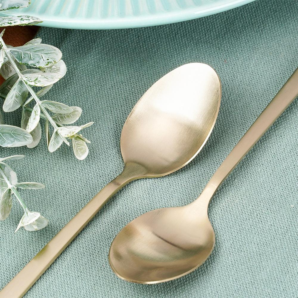 4x Gold Cocktail Spoons, Long, Dessert, Ice Cream, Coffee Spoon Set