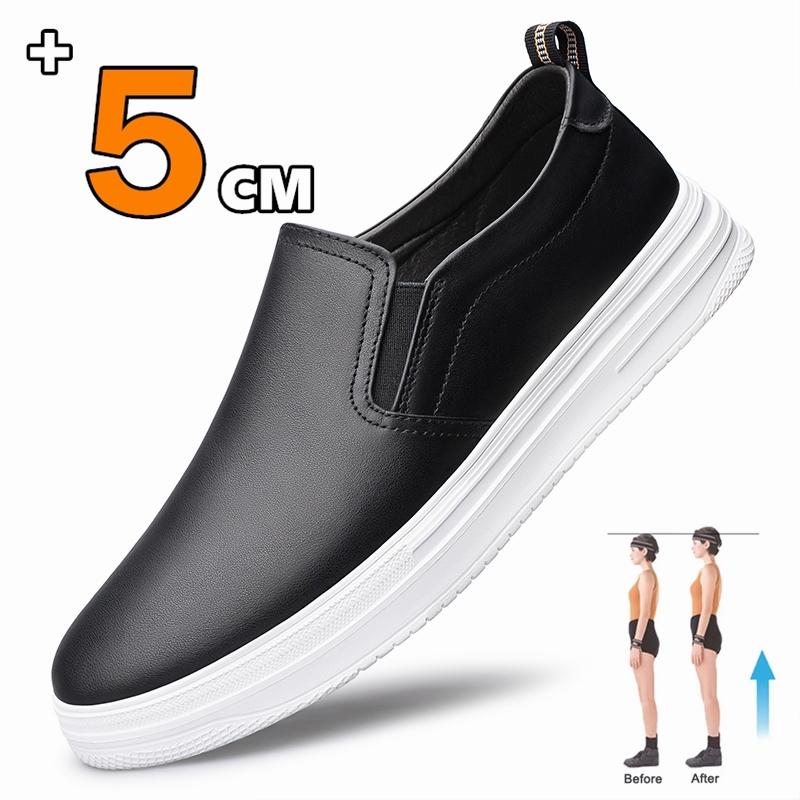 Spring Summer Comfortable Man Casual 5cm Elevator Shoes Men Loafers Soft Cow Leather Men Moccasins Height Increase Taller Shoes