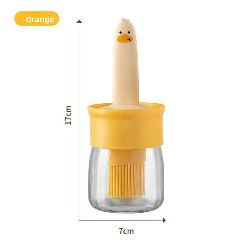 1pcs Yellow Duck Oil Pot Silicone Glass Outdoor Barbecue Camping Home Kitchen Integrated Oil Pot