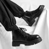Men Italian Style Streetwear High Top Casual Platform Thick Sole Leather Shoes Male Business Fashion Dress Wedding Leather Shoe