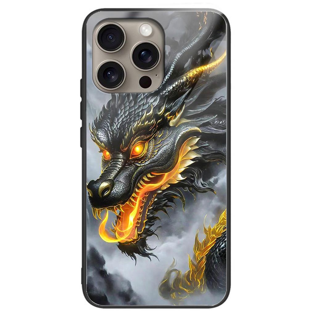 For iPhone 16 Pro Max Case Tempered Glass TPU Drop-Proof Phone Cover Pattern Printing