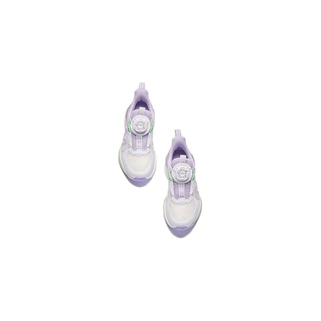 Anta Kids Wind Chaser 6.0 Test Measurement Shock Absorption Wear Resistant Low Top Running Shoes Kids Running Shoes White Purple 322429901-2