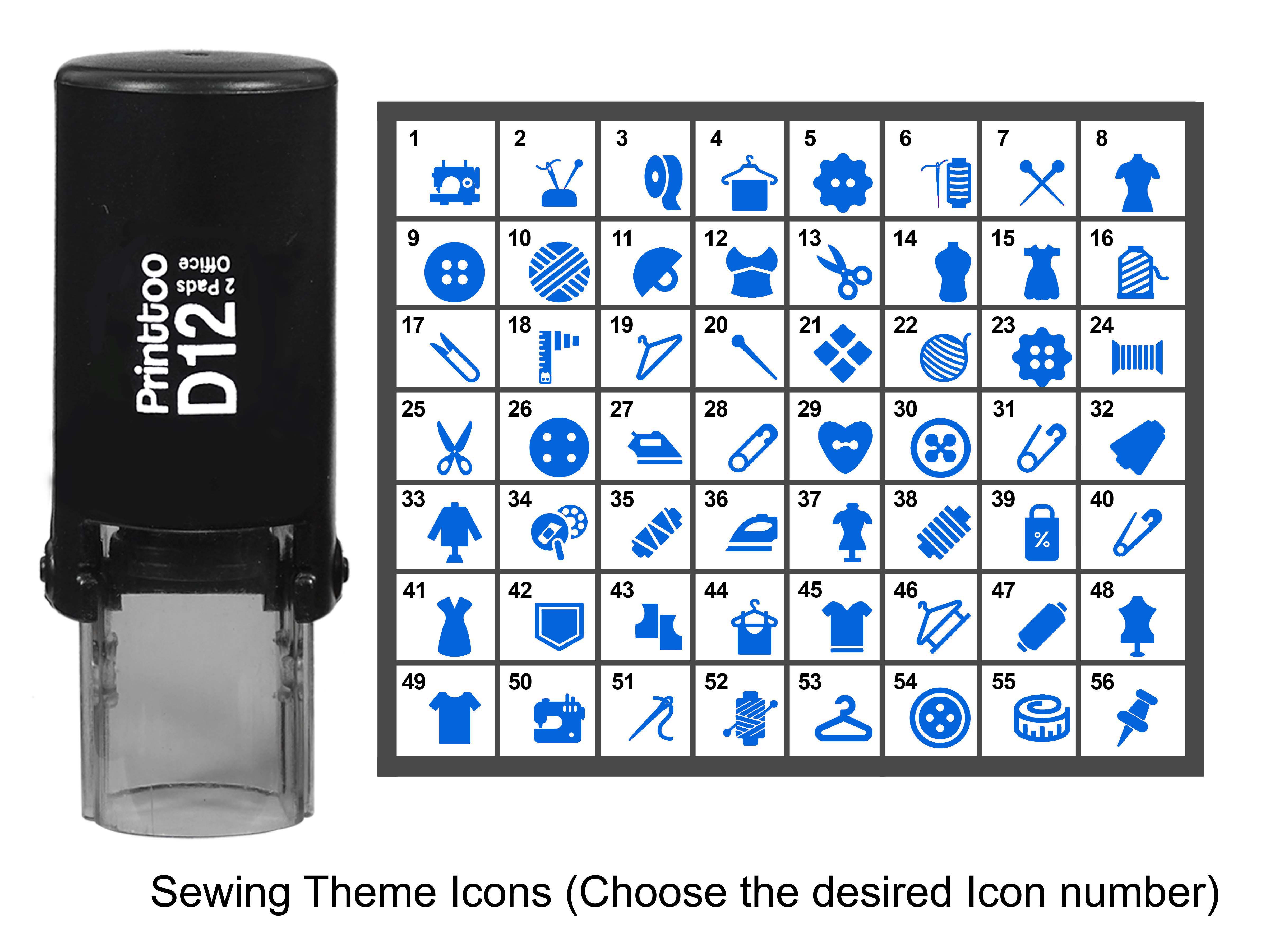 

Круглий гумовий штамп Printtoo Sewing Theme Icons, 12 мм Approx 10 mm - 12 mm (Impressions-13) синій