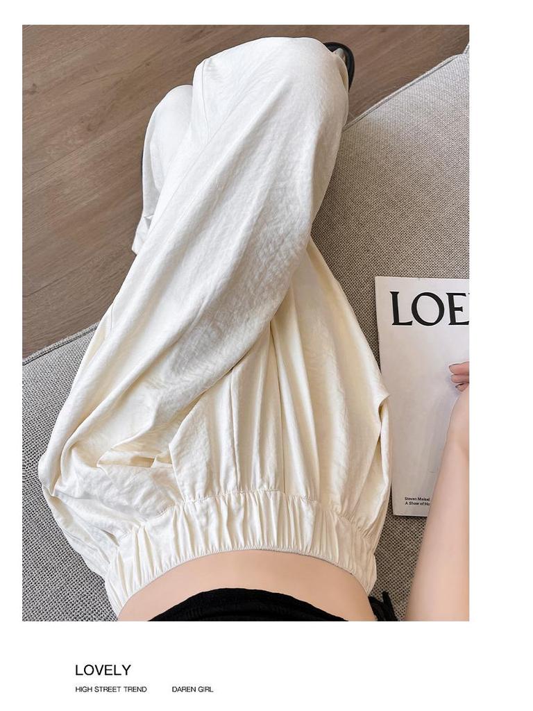 Women's Ice Silk White Wide-Leg Pants - Summer 2025 Collection
