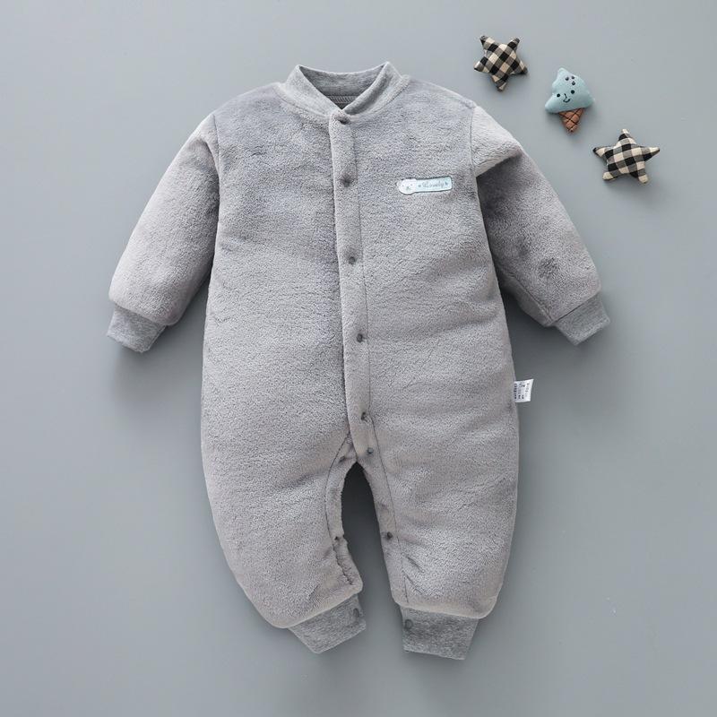 Baby Flannel One Piece Pajamas Newborn Autumn and Winter Plush Home Clothes Infant Bodysuit