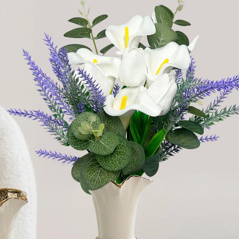 Artificial Tulip and Calla Lily Combination Bouquet for Home Hand-held Green Plant Bouquets