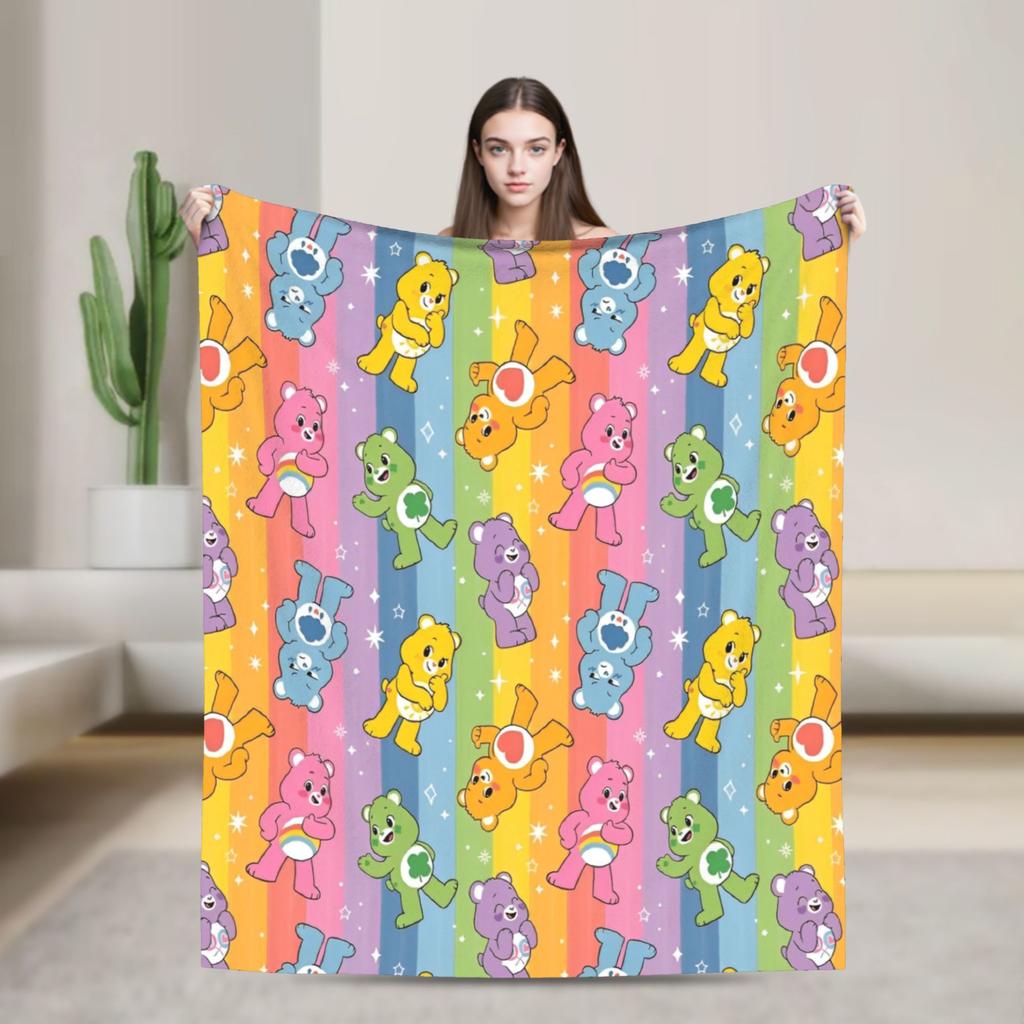 Cartoon Care Bears Blanket Animal Travel Flannel Bedding Throws For Bedroom Warm Soft Custom DIY Quality Bedspread Gift