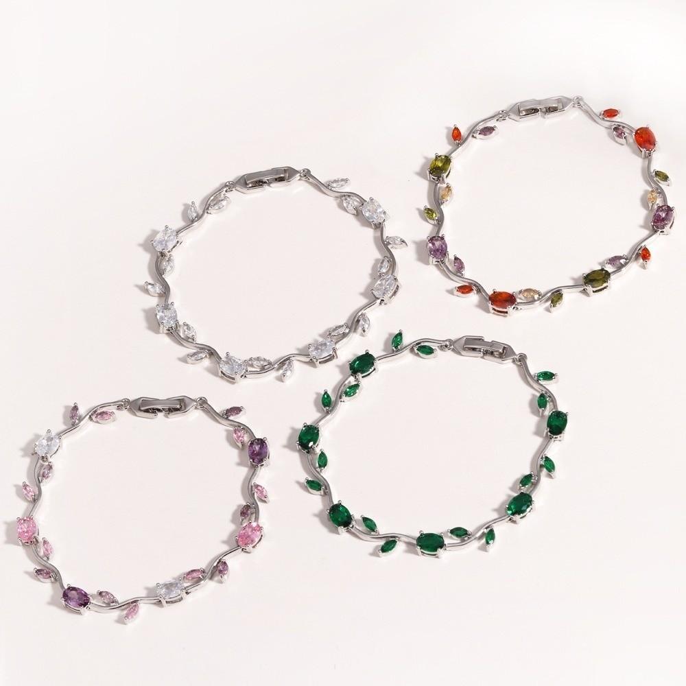 Funkelnde Steine Strass Armband Buntes Kristall Blatt Ranke Armband Hochzeits Schmuck