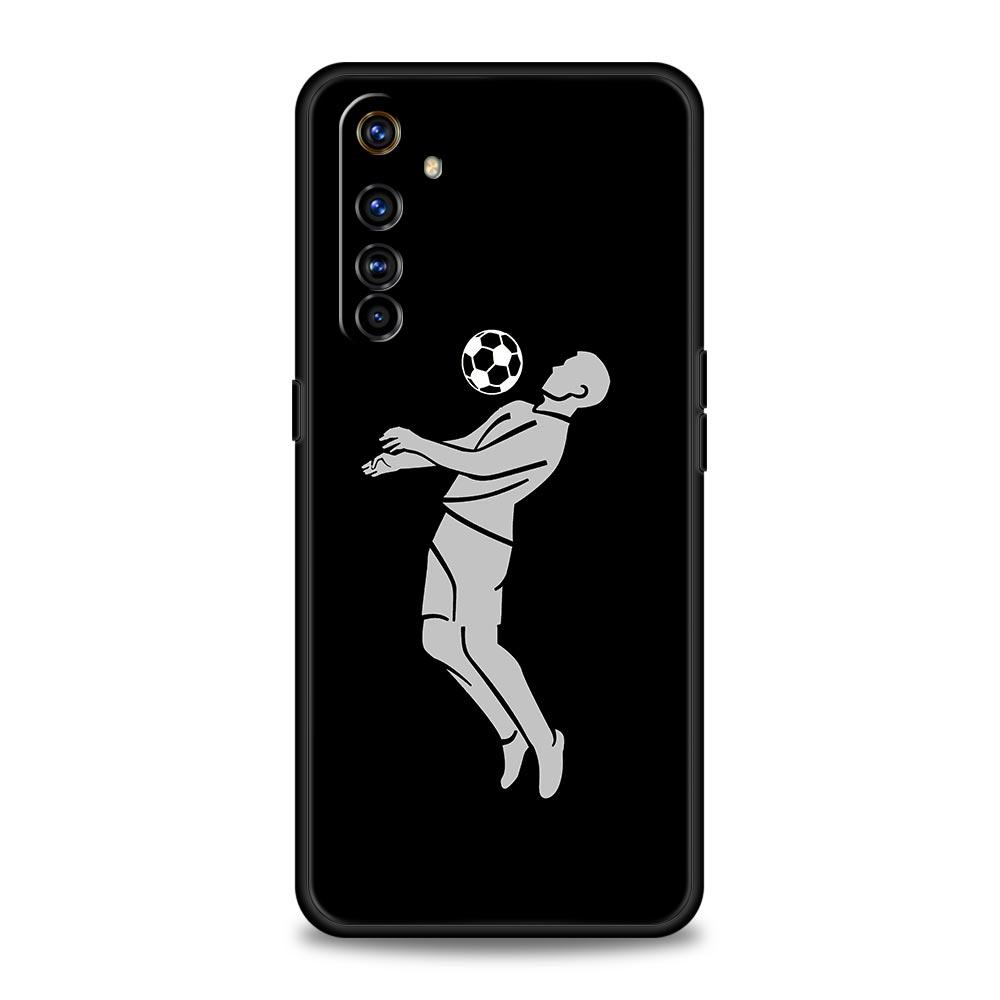 Football Player Soccer Art Phone Case For Realme 12 11 10 6 7 9 Pro Plus 8 5G C35 8i 9i GT2 GT3 GT5 GT Neo 2 3 5 Black Cover