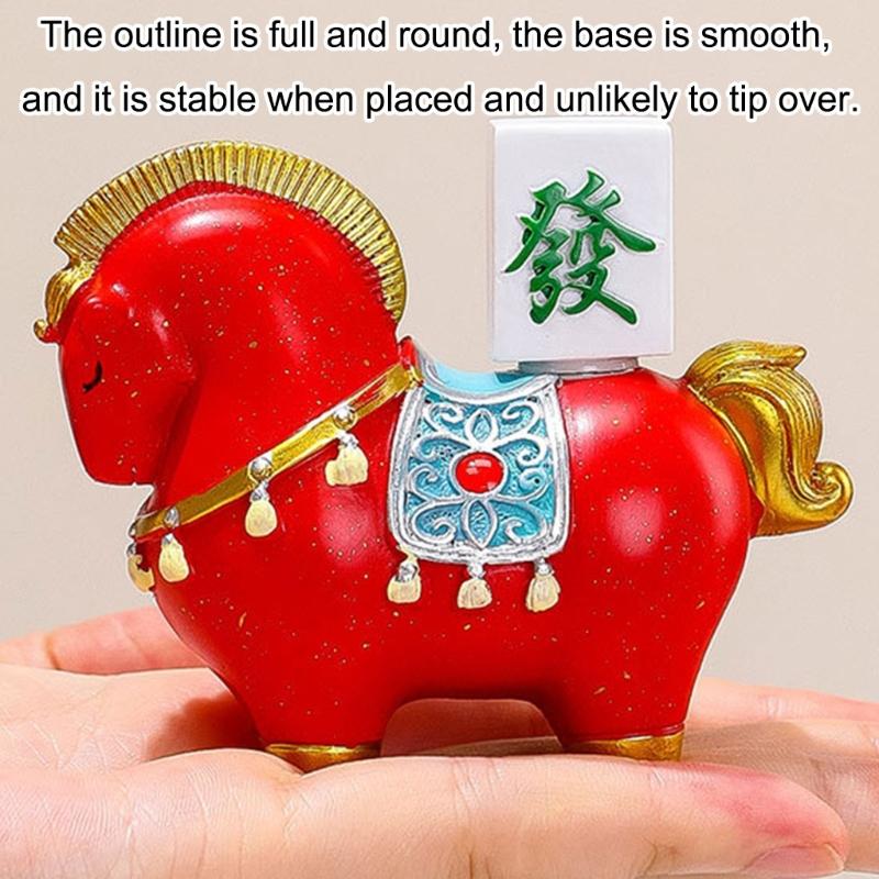 Year Of Horse Resins Sculpture New Year Decorative Figurine Symbolizing Fortunes Prosperity For Gifting Or Shelf Table