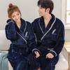 G5Z Winter Flannel Couple Robe: Men's Coral Fleece & Women's Plus Velvet Thick Warm Pajamas Bathrobe.