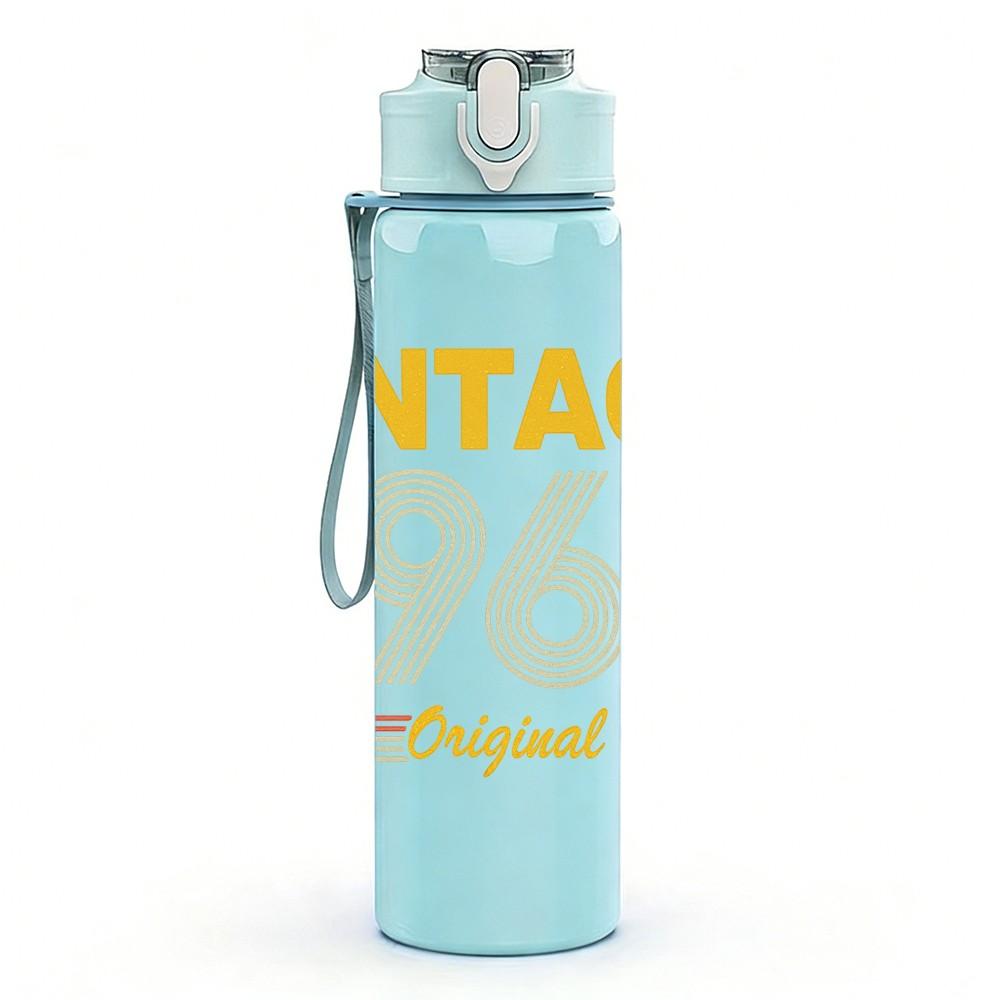 1PC Vintage 1965 Retro Text Print 750ml Color Plastic Sports Water Bottle Leakproof Flip Straw Lid Suitable for Sports Office Home Use