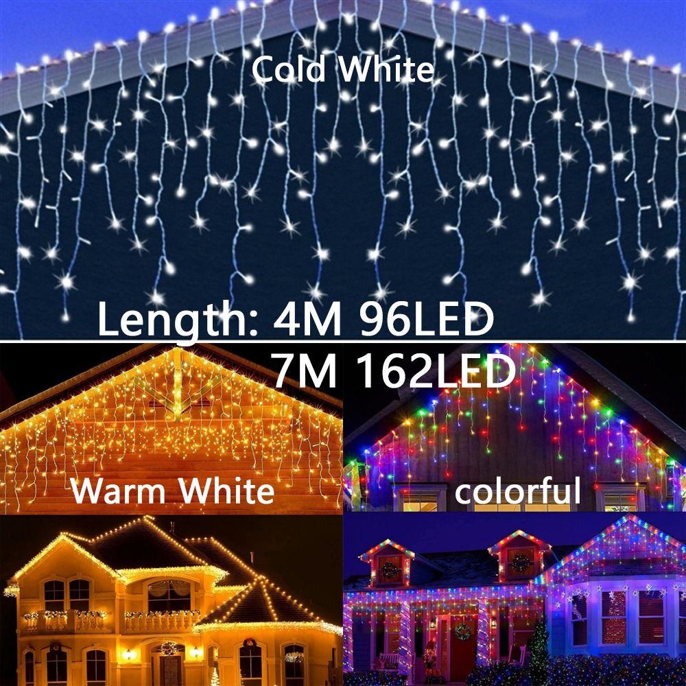 4M/7M Length Solar LED Curtain Light Waterproof Ultra Bright Icicle String Light 8 Modes Outdoor String Light Home Decor