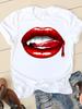 Clothing Summer Short Sleeve Watercolor Lip Sexy New Ladies Casual Unisex Fashion Graphic Tee Tshirts Female T Shirt Clothes