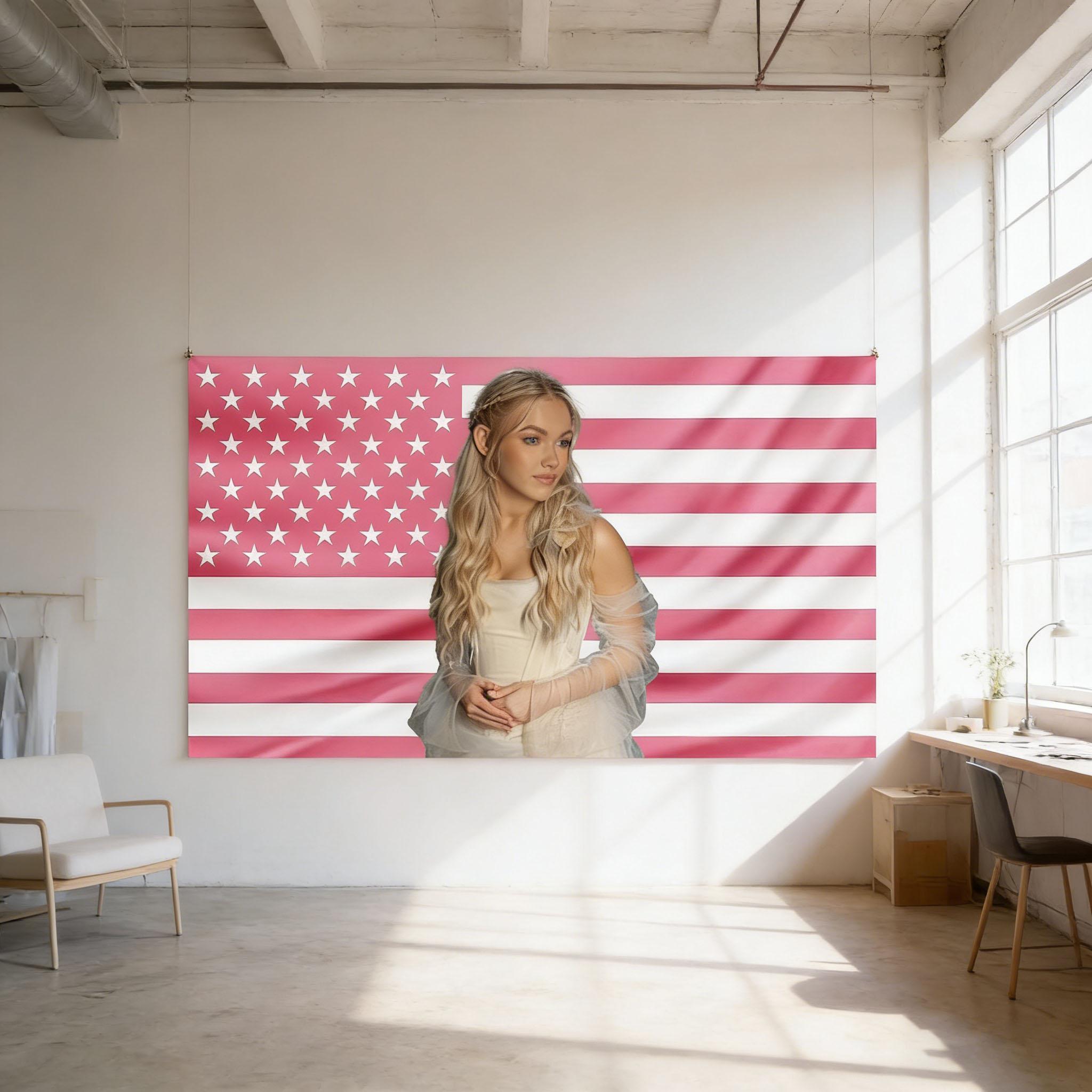 

2D Печать Фрейя Гобелен Зомби 4 Стиль Новой Волны Розовый Флаг США Настенное Искусство Легко Повесить Декор для Дома Офиса 74x94cm(29x37in)