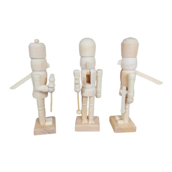6Pcs Unfinished Christmas Nutcrackers 5 Inch Wooden Nutcracker Figurines DIY Nutcracker Soldier Figures Xmas Craft Project for Holiday Decorations