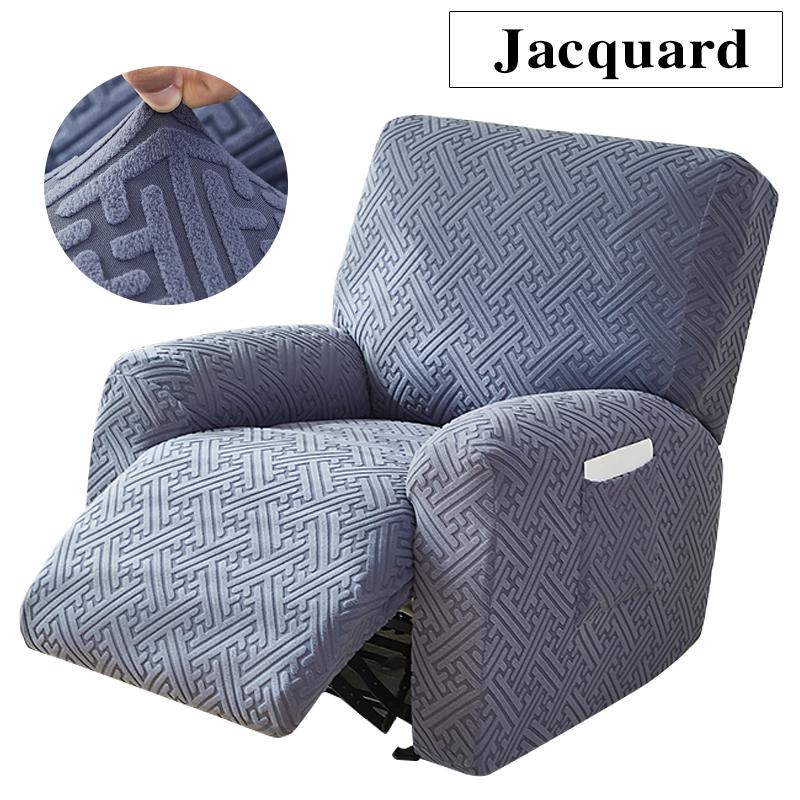 Thicken Recliner Sofa Cover Stretch Jacquard Single Armchair Sofa Relax Functional Sofa Slipcover Non-Slip 4 Pieces/set