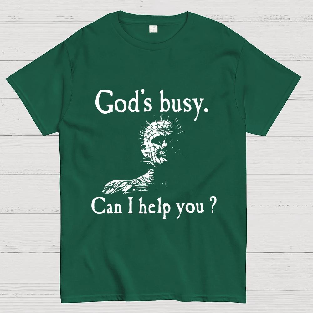 Dio è Occupato Posso Aiutarla? T-shirt Casual Estiva Unisex 100% Cotone Fresca Larga