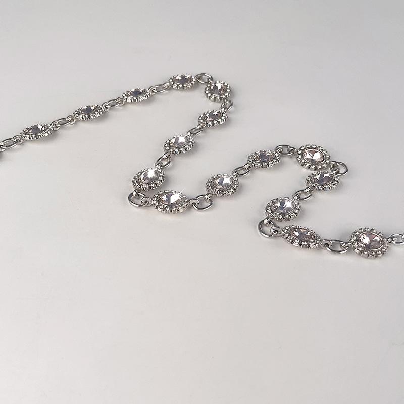 Pink Diamond-set Metal Women's Waist Chain Women's Belt Fashionable Dress Skirt Decorative Diamonds