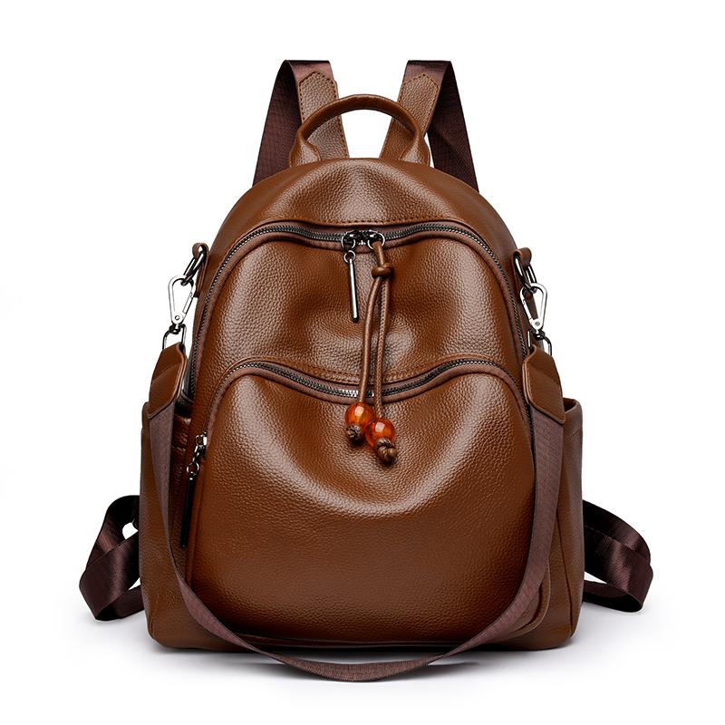 Fashionable and Minimalist Women's PU Leather Backpack with Top Handle, Perfect for Commuting, Travel, and Daily Use