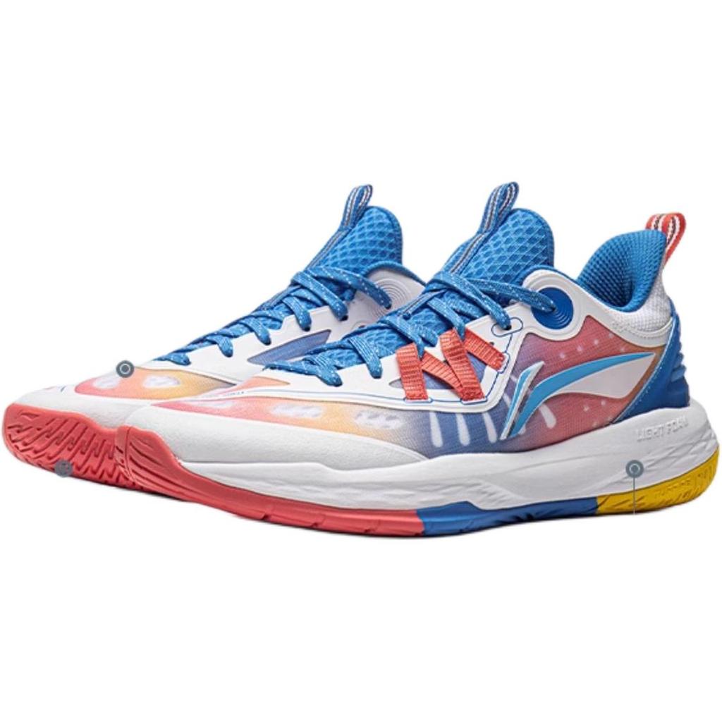 Li Ning Kids Basketball Fabric Comfortable Versatile Non-Slip Breathable Low-Top Basketball Shoes Men sneaker White Blue YKBV030-3