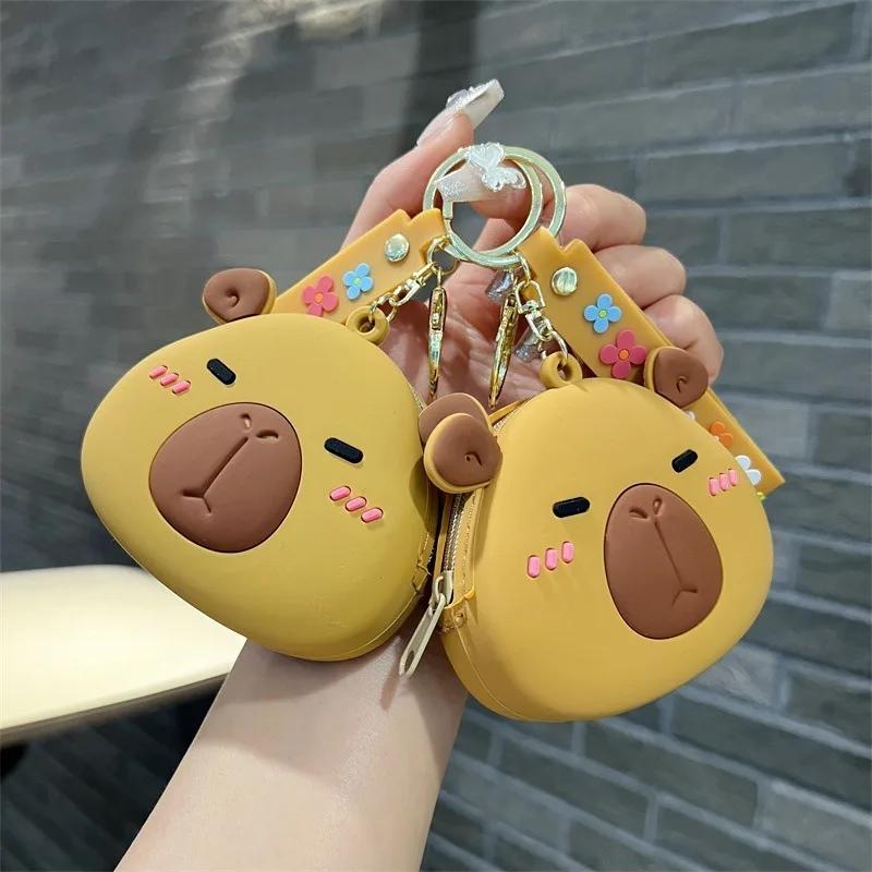 1-20PCS Creative Capybara Coin Purse Keychain Cute Water Dolphin Key Bag Student Card Bag Pendant Children's Gift Pendant