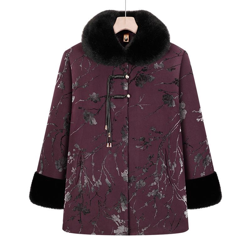 

Mom s Winter Coat: Plus Size, Velvet, Thickened for 60-70-Year-Olds - Stylish Cotton Jacket for Grandma 4XL фиолетовый