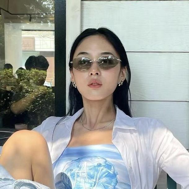 New Y2K Sunglasses for Women Rimless Luxury Brand Sun Glasses Future Korean Styles Cat Eye Frame Anti UV400 Glasses